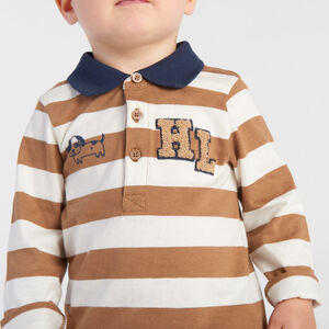 Polo manches longues à broderie et puff print pour bébé garçon 