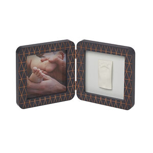 Cadre photo empreinte My baby touch 2 volets - Gris/bronze 