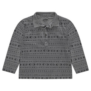 Polo manches longues en jersey surteint avec motifs ethniques 