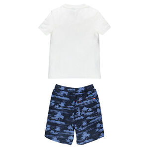 Ensemble de plage avec tee-shirt et bermuda imprimé fleurs 