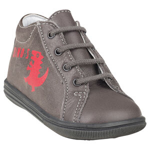   Bottillons en cuir à lacets avec dinosaure contrasté  
