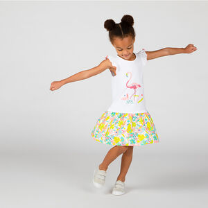 Robe bi-matière manches courtes en jersey fille 