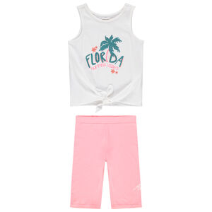 Ensemble avec débardeur à sequins et cycliste rose 