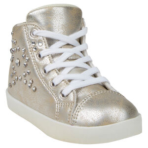 Bottillons dorés à lacets et strass 