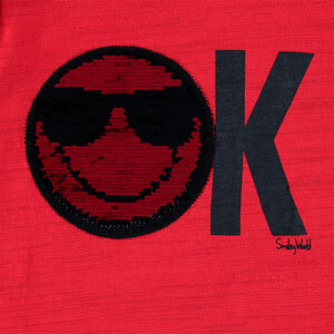 Tee-shirt manches longues en jersey avec Smiley en sequins magiques 