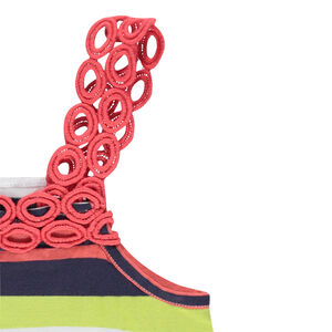 Junior - Robe longue rayée all-over avec bretelles en guipure 