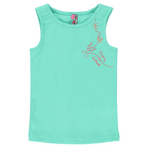 Débardeur à côtes avec papillons brodés 