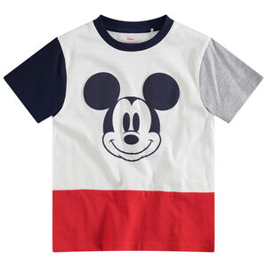 Tee-shirt manches courtes tricolore print Mickey Disney 