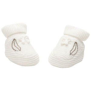 Chaussons en coton motif plumes brodées 