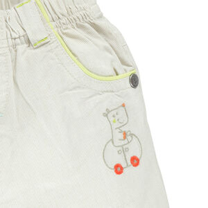 Bermuda en coton avec broderies et éléphant printé au dos 