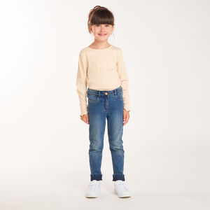 Jean slim en denim effet délavé fille 