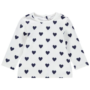 T-shirt manches longues imprimé coeurs 