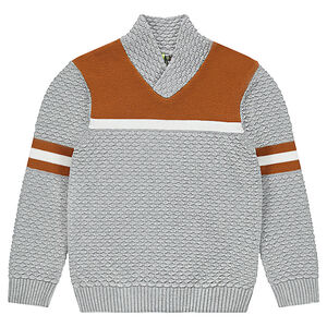Junior - Pull en tricot fantaisie avec bandes contrastées  