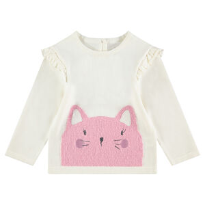 Pull en tricot avec emmanchures volantées et boutonnage dos 