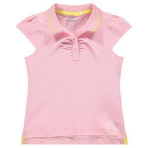 Polo manches courtes rose avec logo printé 