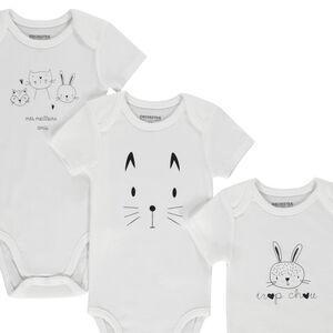 Lot de 3 bodies manches courtes print animaux pour bébé fille 