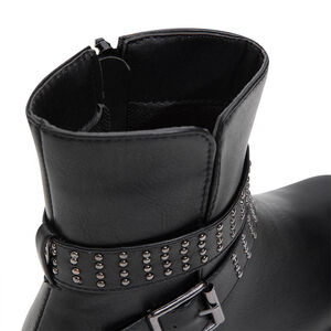 1/2 bottes effet cuir à lanières et clous fantaisie 