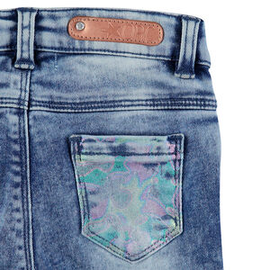 Junior - Jeans effet used avec enduction arc-en-ciel 