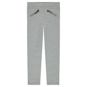 Junior - Jegging en milano uni avec poches zippées et bandes côtés 