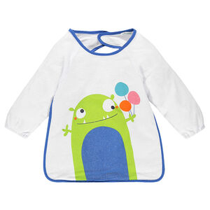 Bavoir manches longues en éponge doublé PVC avec print fantaisie 