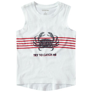 Débardeur en coton avec motif fantaisie sur fond rayé 