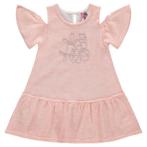 Robe en molleton avec épaules ajourées et manches volantées 