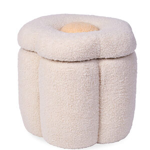 Pouf et coffre à jouets Fleur Blanc Cassé 