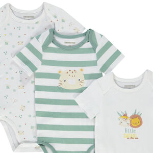Lot de 3 bodies manches courtes en jersey print safari pour bébé garçon 
