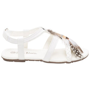 Nu-pieds à bride tressée et plumes 