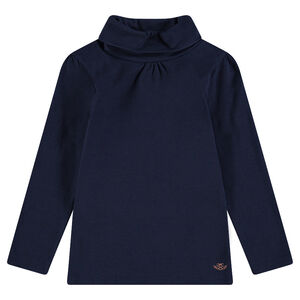 Junior - Sous-pull uni à col roulé avec logo printé doré 