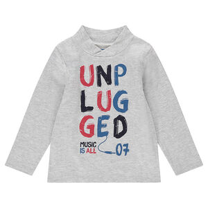 Sous-pull en jersey chiné avec texte coloré printé 