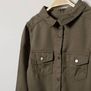 Robe chemise manches longues à ceinture tressée amovible 