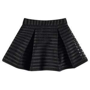 Jupe patineuse taille haute en maille ajourée 