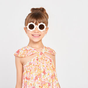Robe fantaisie effet crépon imprimé fleuri fille 
