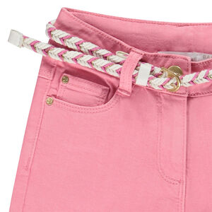 Pantalon large uni en denim avec ceinture tressée fille 