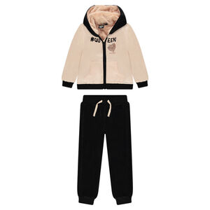 Jogging en satin et velours avec inscription en sequins Smiley  