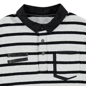 Junior - Polo manches longues en jersey avec effet de superposition et poche 