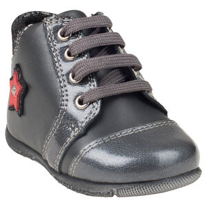 Bottillons en cuir à lacets avec patch étoile 