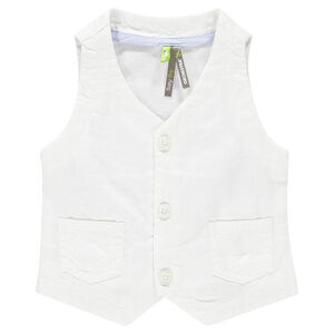 Gilet serveur uni en coton et lin 