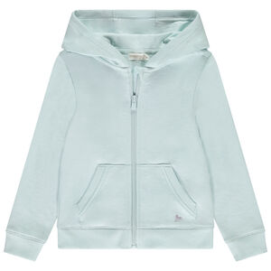 Gilet uni en molleton avec poches + capuche fille 