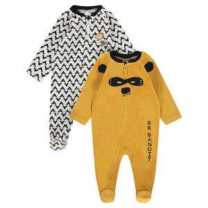 Lot de 2 dors-bien zippés en velours uni avec motif masque et imprimé all-over 