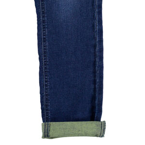 Jean effet used avec doublure contrastée 