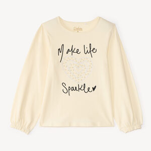 T-shirt manches longues fille avec perles et fantaisie 