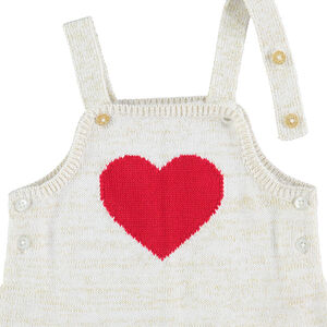Robe salopette en tricot avec coeur rouge en jacquard 