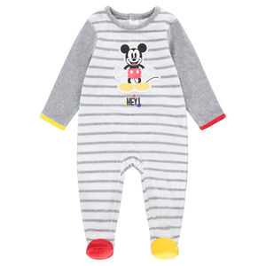 Dors-bien en velours rayé avec Mickey patché Disney 