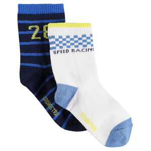 Lot de 2 paires de chaussettes assorties unies/rayées 