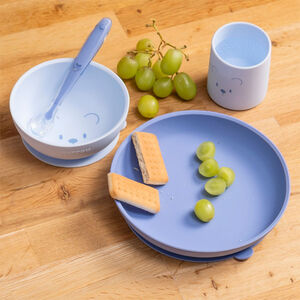 Coffret repas 4 pièces silicone - Ours Bleu 