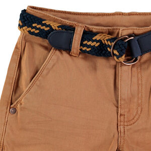Pantalon slim uni à ceinture tressée amovible 