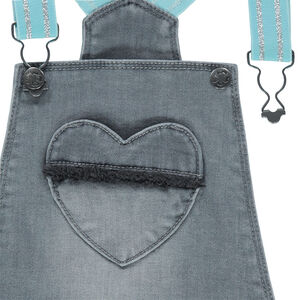 Robe en jeans avec bretelles élastiquées et motifs brodés 