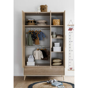 Armoire 3 portes et 1 tiroir Eefje Cashmere Beige/Groovy Chêne 
